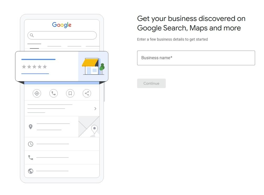 Google My Business printscreen