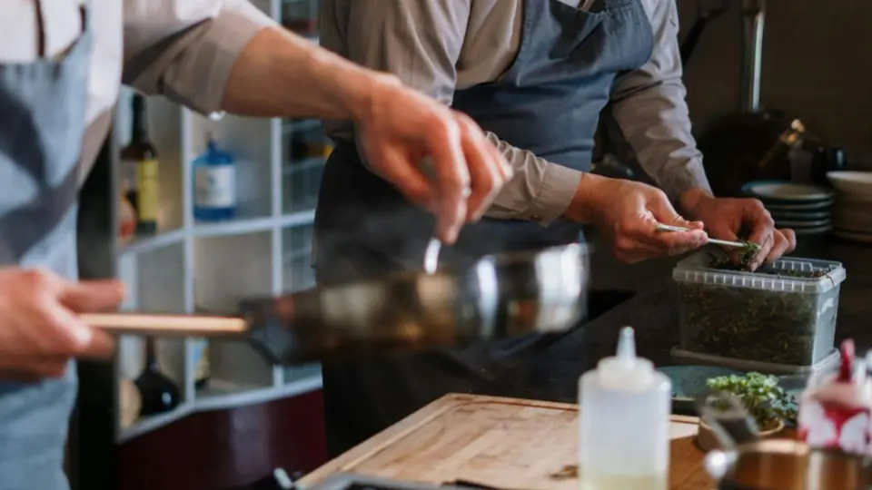 his photo focuses on the quiet, meticulous side of culinary arts: mise en place and assembly.